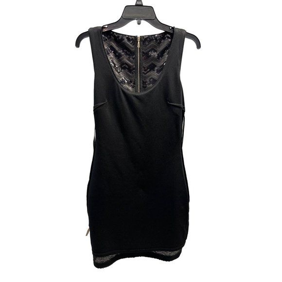 Guess Black Sequin Chevron Pattern Sleeveless Bodycon Dress 8 - Picture 6 of 7